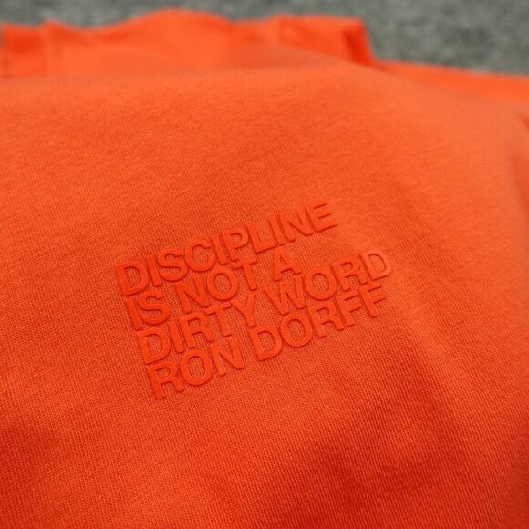 Ron Dorff T-Shirt Mens Large Orange "Discipline" Embossed Organic Cotton Casual- - Picture 5 of 12
